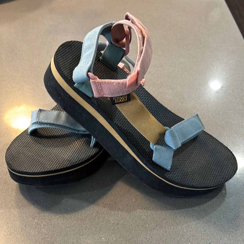 Teva Blue and Pink Sporty Sandals with Adjustable Straps
